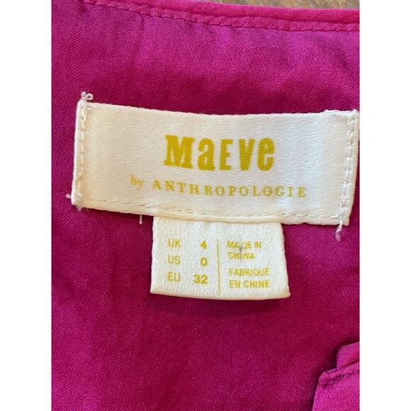 MAEVE by Anthropologie Fushia Pink Tank Blouse Shirt Women's size 0 - Picture 4 of 10
